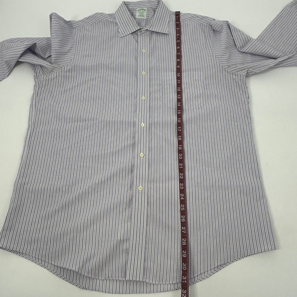 Brooks Brothers Milano Dress Shirt Mens 17-35 Purple White Striped Supima Cotton - Picture 7 of 10